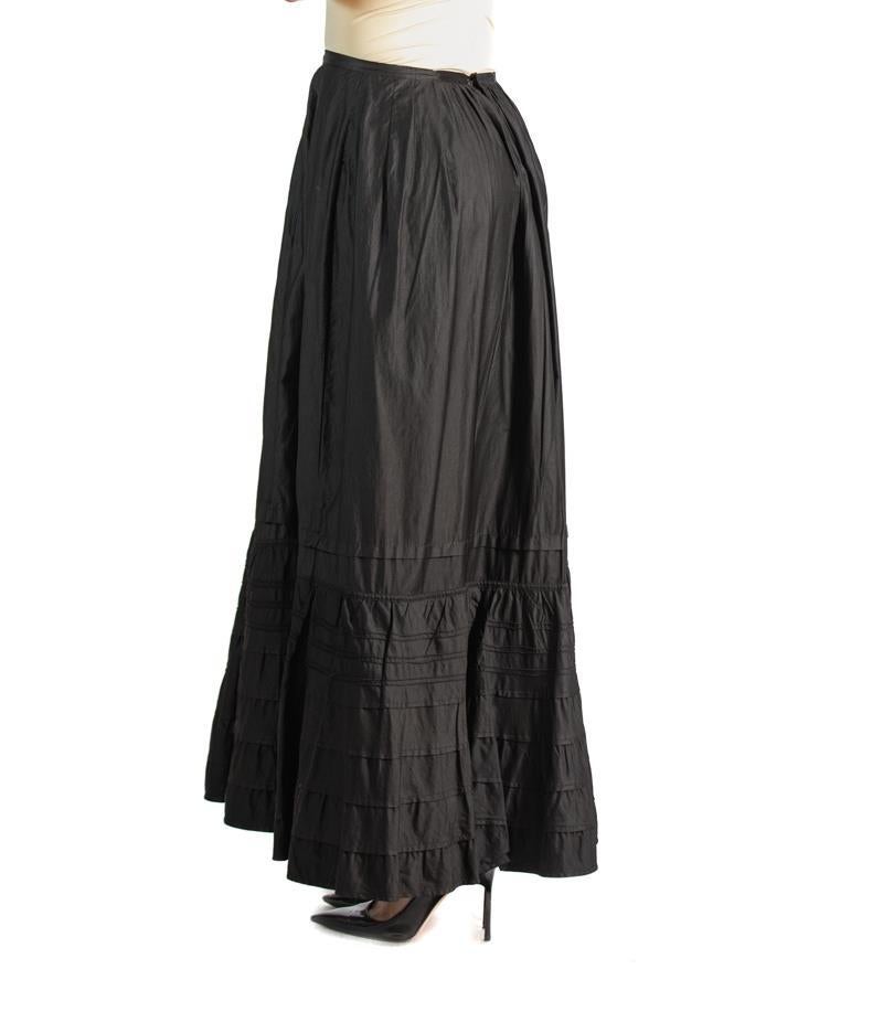 Victorian Black Silk & Cotton Sateen Skirt For Sale 1