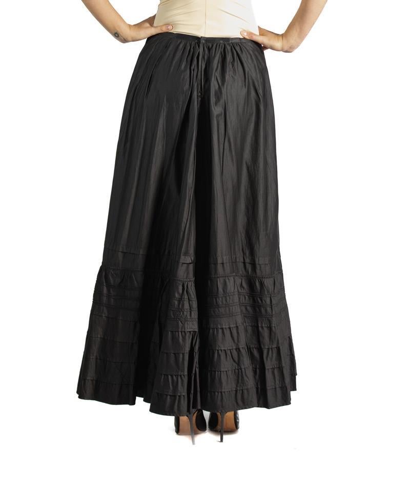 Victorian Black Silk & Cotton Sateen Skirt For Sale 2