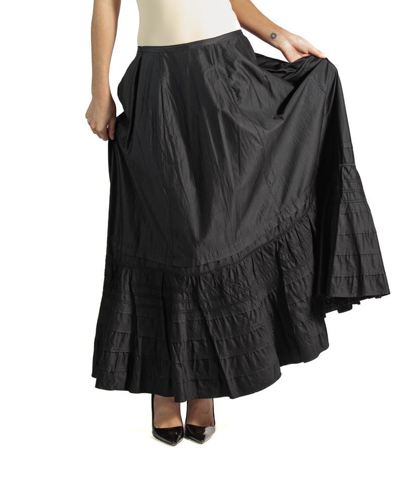 Victorian Black Silk & Cotton Sateen Skirt For Sale 3