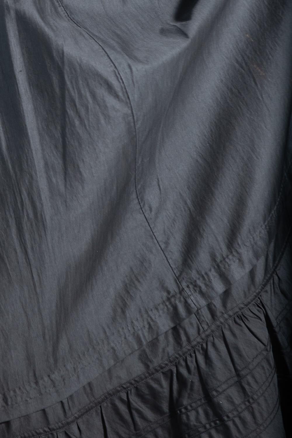 Victorian Black Silk & Cotton Sateen Skirt For Sale 5