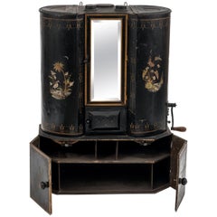 Used Victorian Black Tole Chuck Wagon Kitchen Cabinet