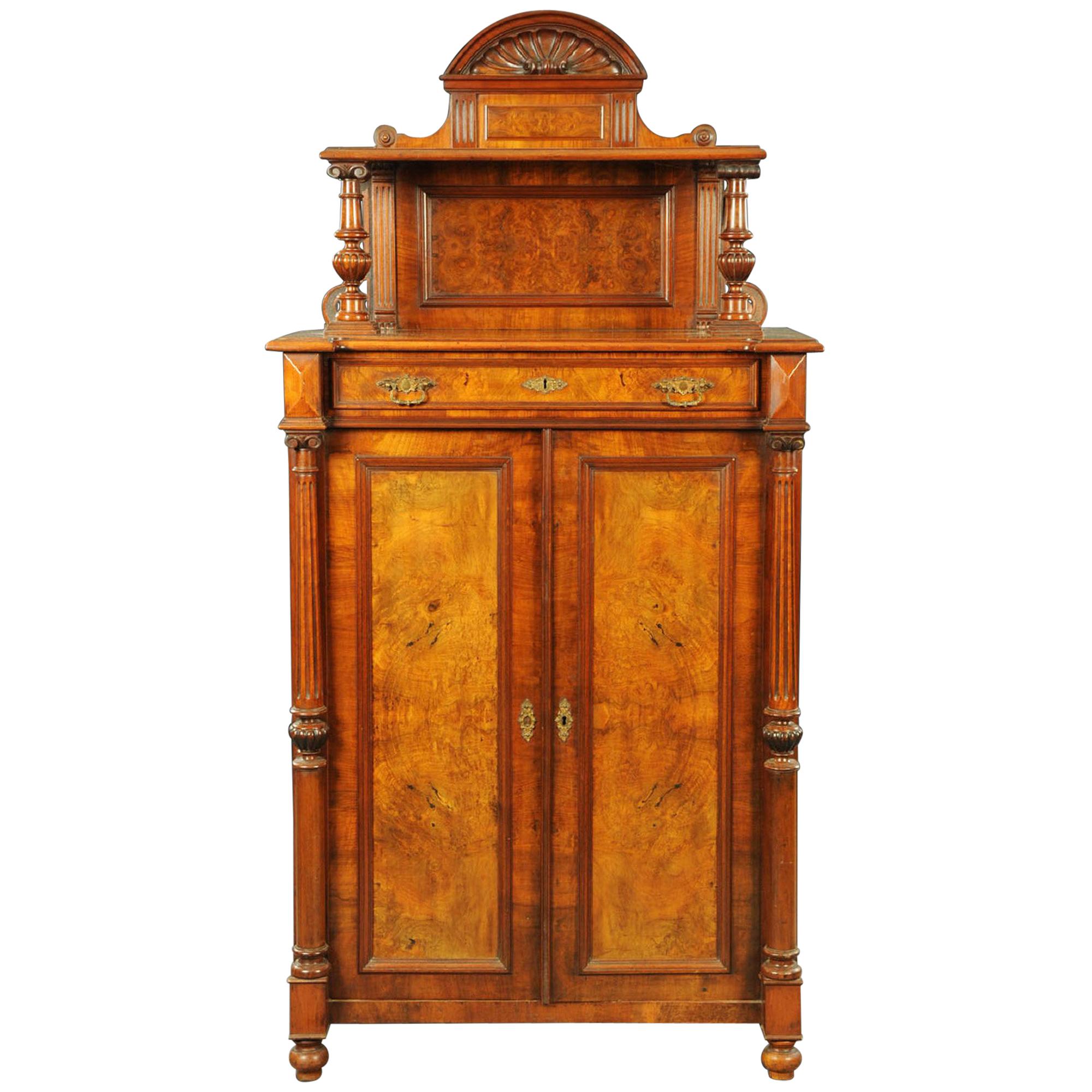 Victorian Black Walnut Tall Cabinet For Sale