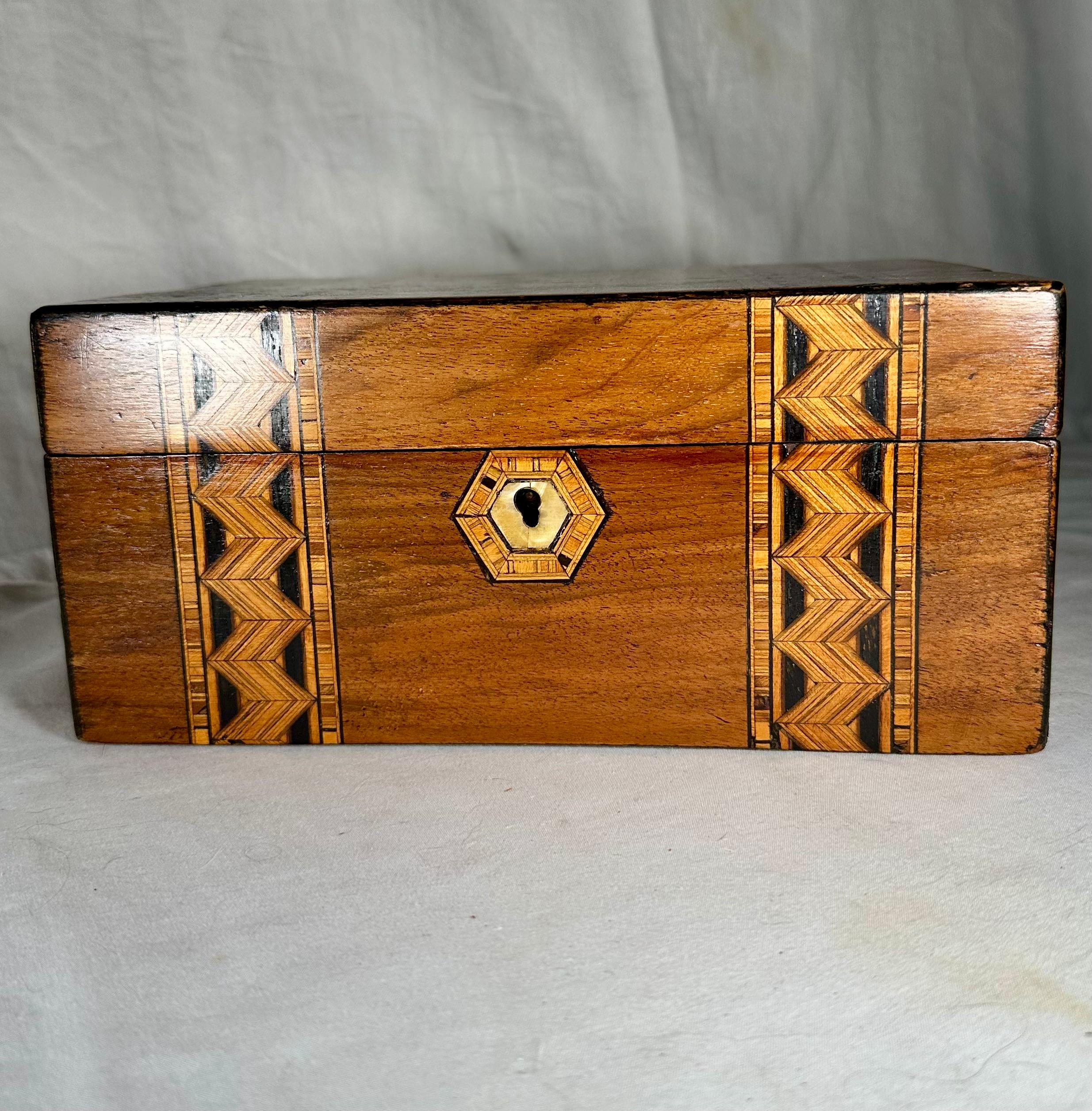 Caja de té victoriana de nogal negro Tunbridge Ware, circa 1880. Victoriano en venta