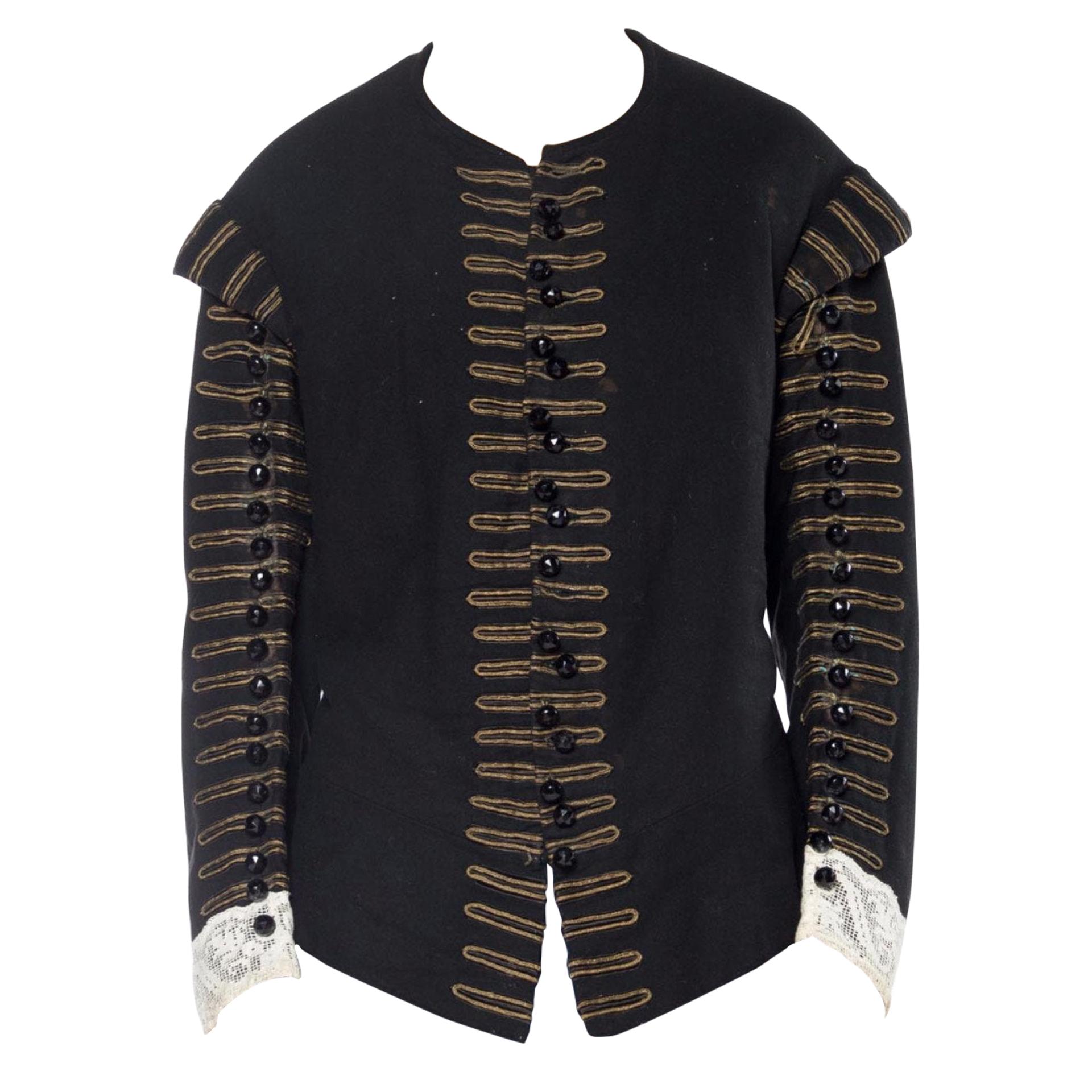 Veste doublet victorienne en laine noire pour hommes du 16ème siècle de style espagnol avec pièce d'antiquité en vente