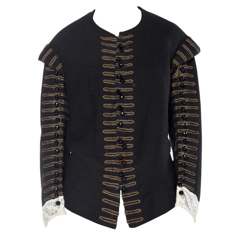 Victorian Black Wool Men's 16Th Century Spanish Style Doublet Jacket