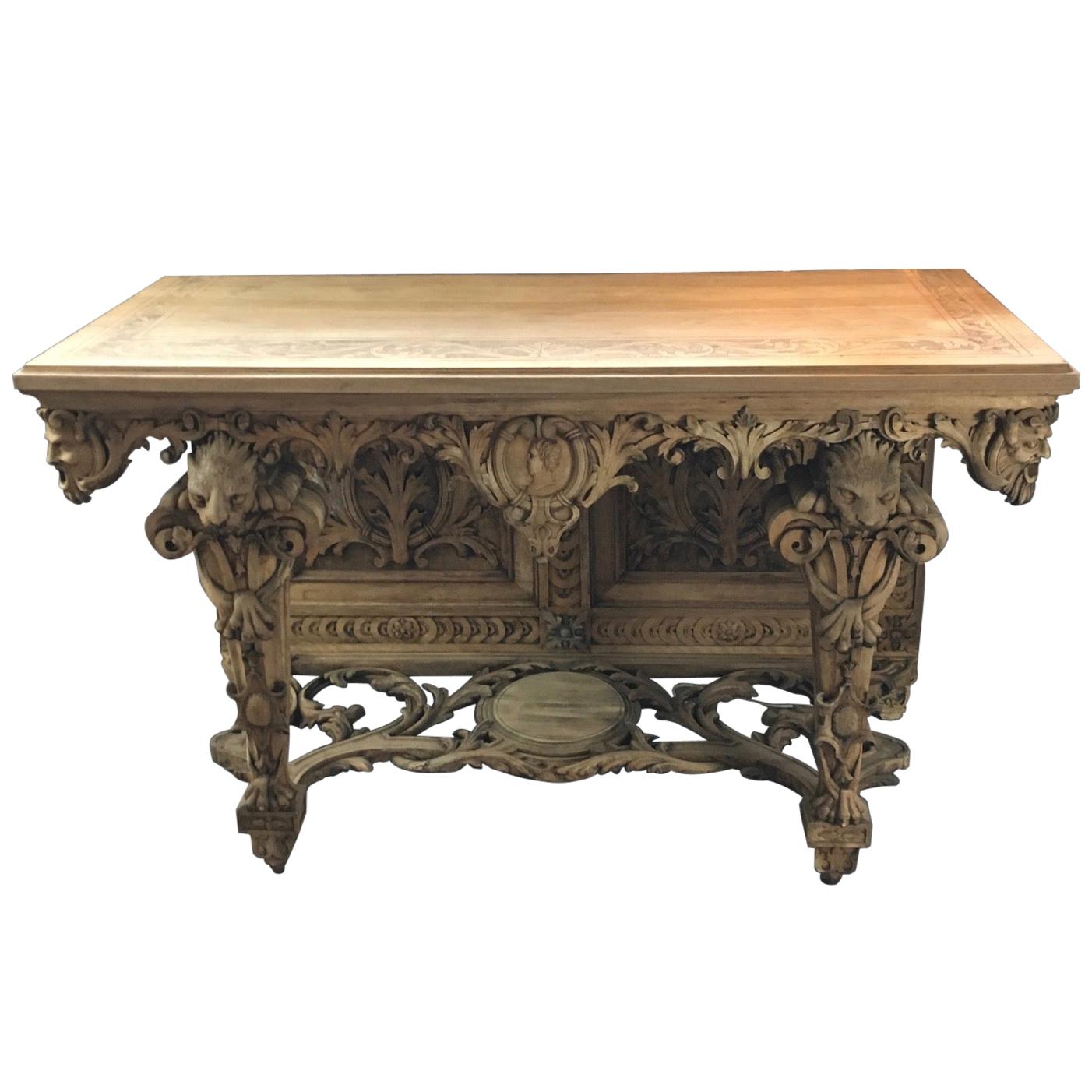 Victorian Bleached Walnut Console For Sale