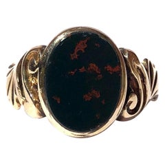 Victorian Bloodstone and 15 Carat Gold Signet Ring