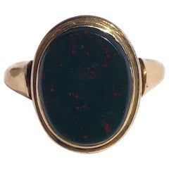 Victorian Bloodstone and 18 Carat Gold Signet Ring