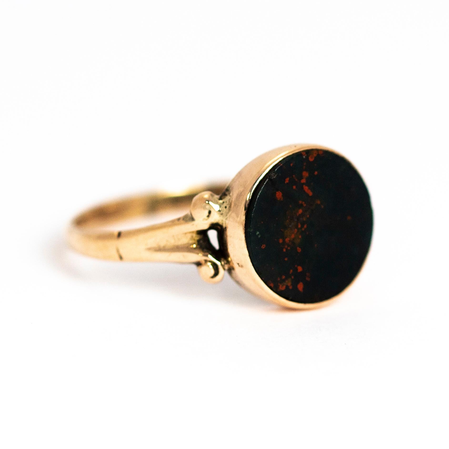 Victorian Bloodstone and 9 Carat Gold Ring 2