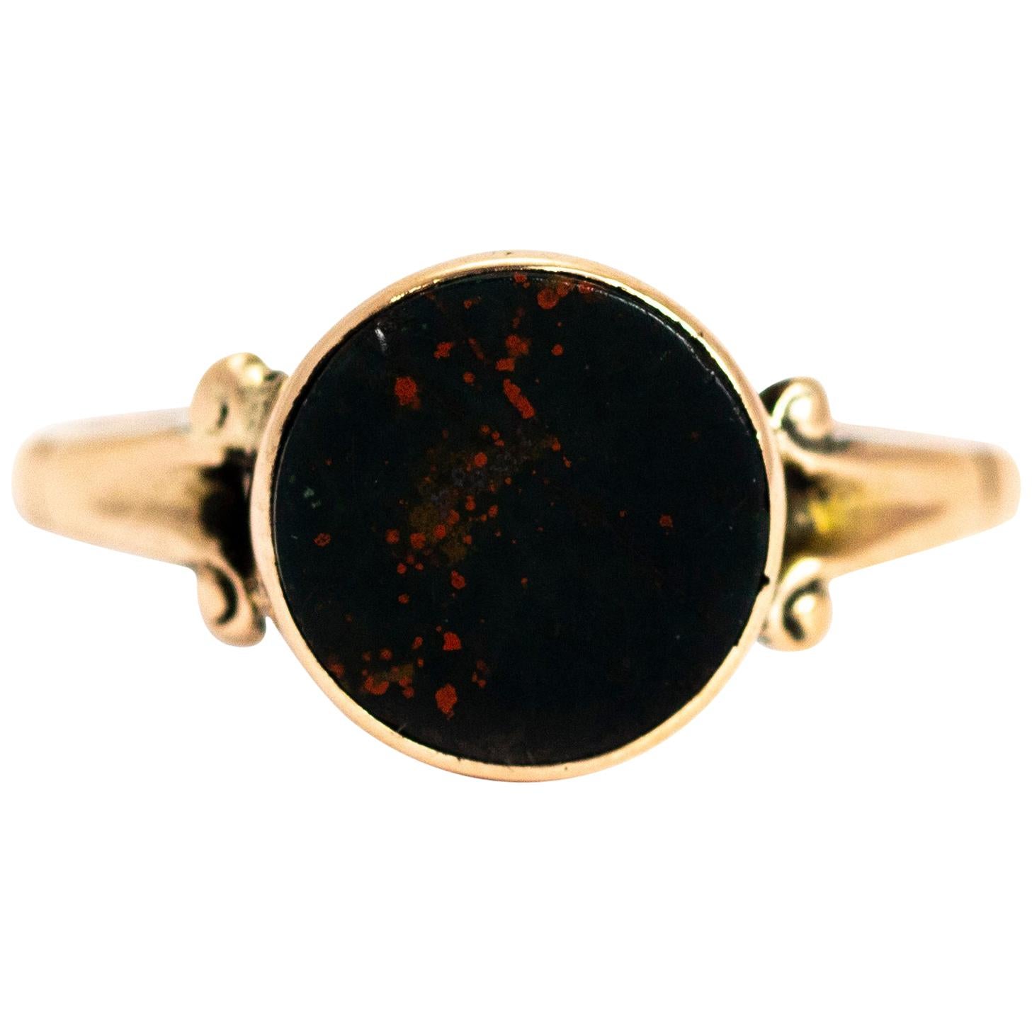 Victorian Bloodstone and 9 Carat Gold Ring