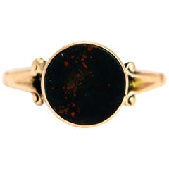 Antique Victorian Bloodstone and 9 Carat Gold Ring