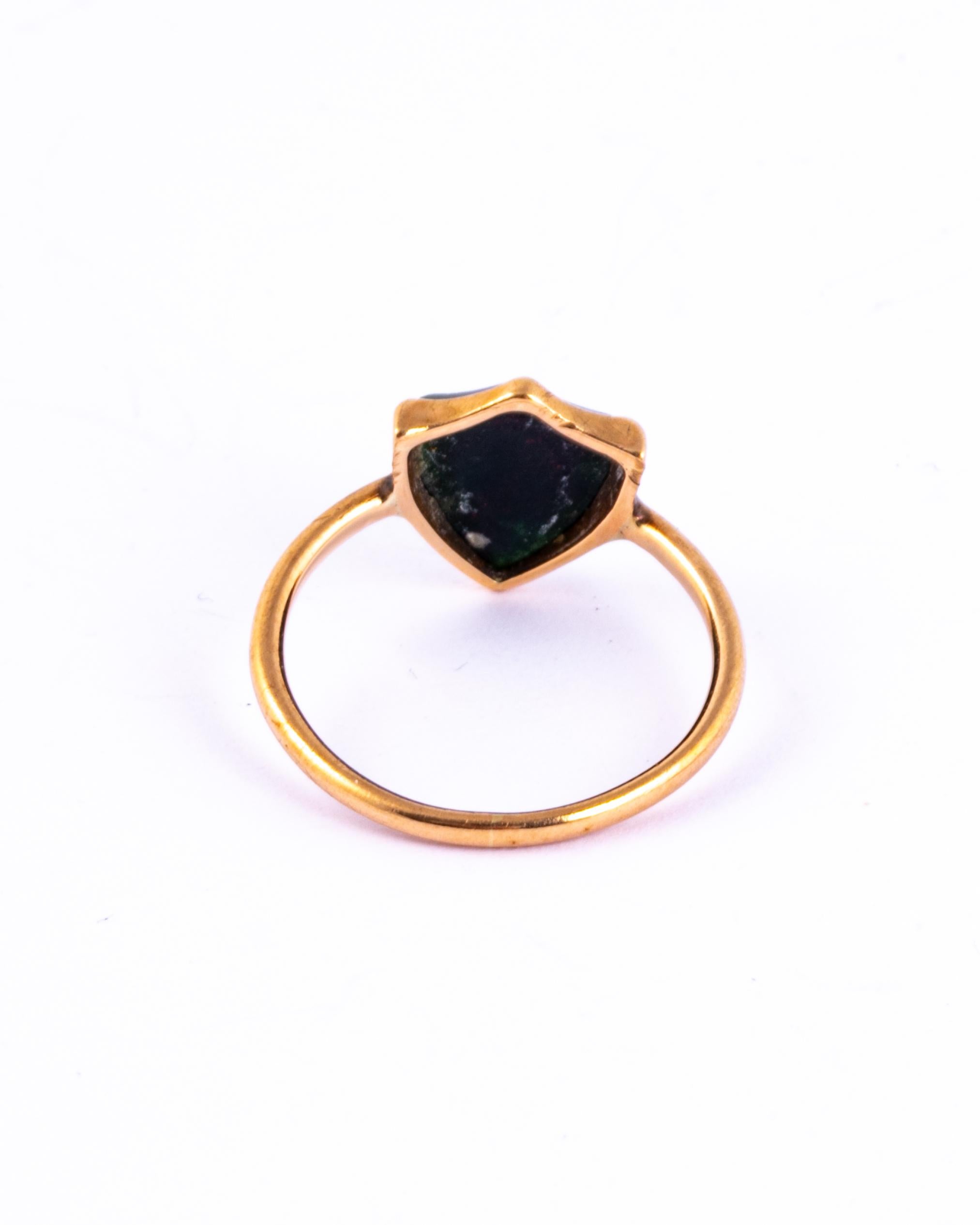 Women's or Men's Victorian Bloodstone and 9 Carat Gold Signet Ring