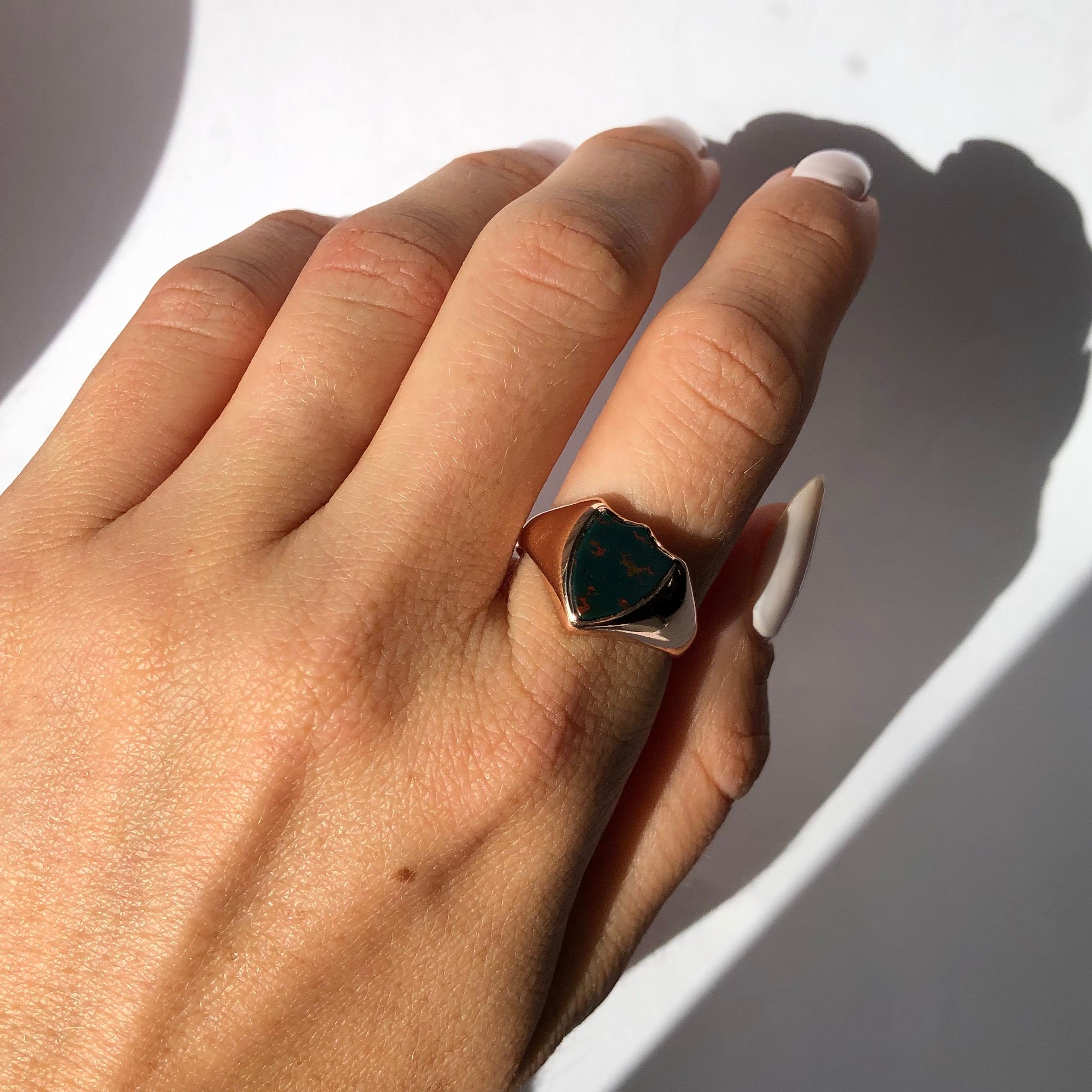 Victorian Bloodstone and 9 Carat Rose Gold Signet Ring 1