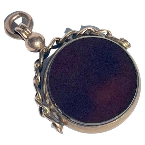 Victorian Bloodstone and Carnelian 9 Carat Gold Spinning Fob For Sale