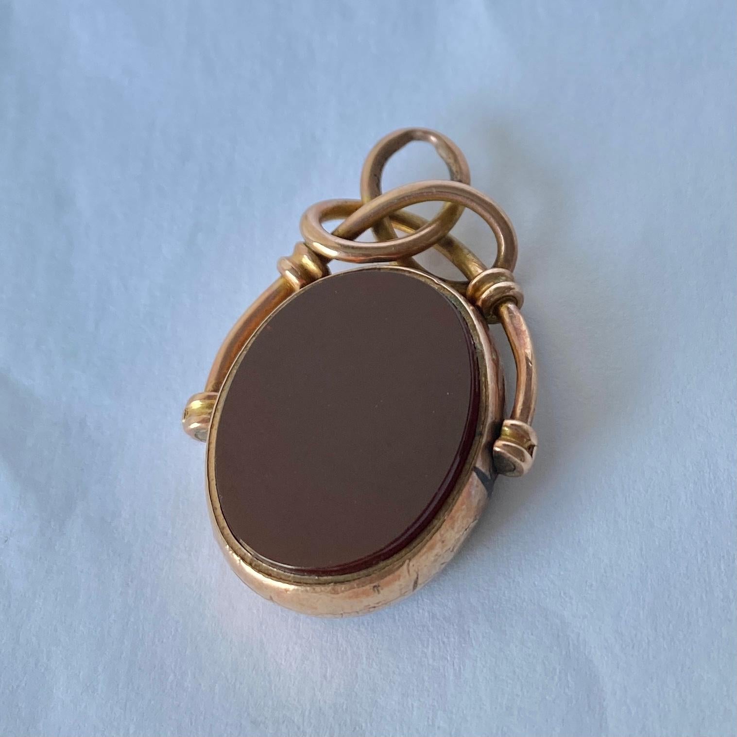 Cabochon Victorian Bloodstone and Carnelian 9 Carat Swivel Fob