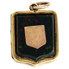 Victorian Bloodstone and Gold Shield Locket