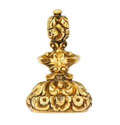 Victorian Bloodstone Intaglio 14 Karat Gold Tudor Fob Pendant