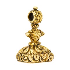 Antique Victorian Bloodstone Intaglio 14 Karat Gold Tudor Fob Pendant