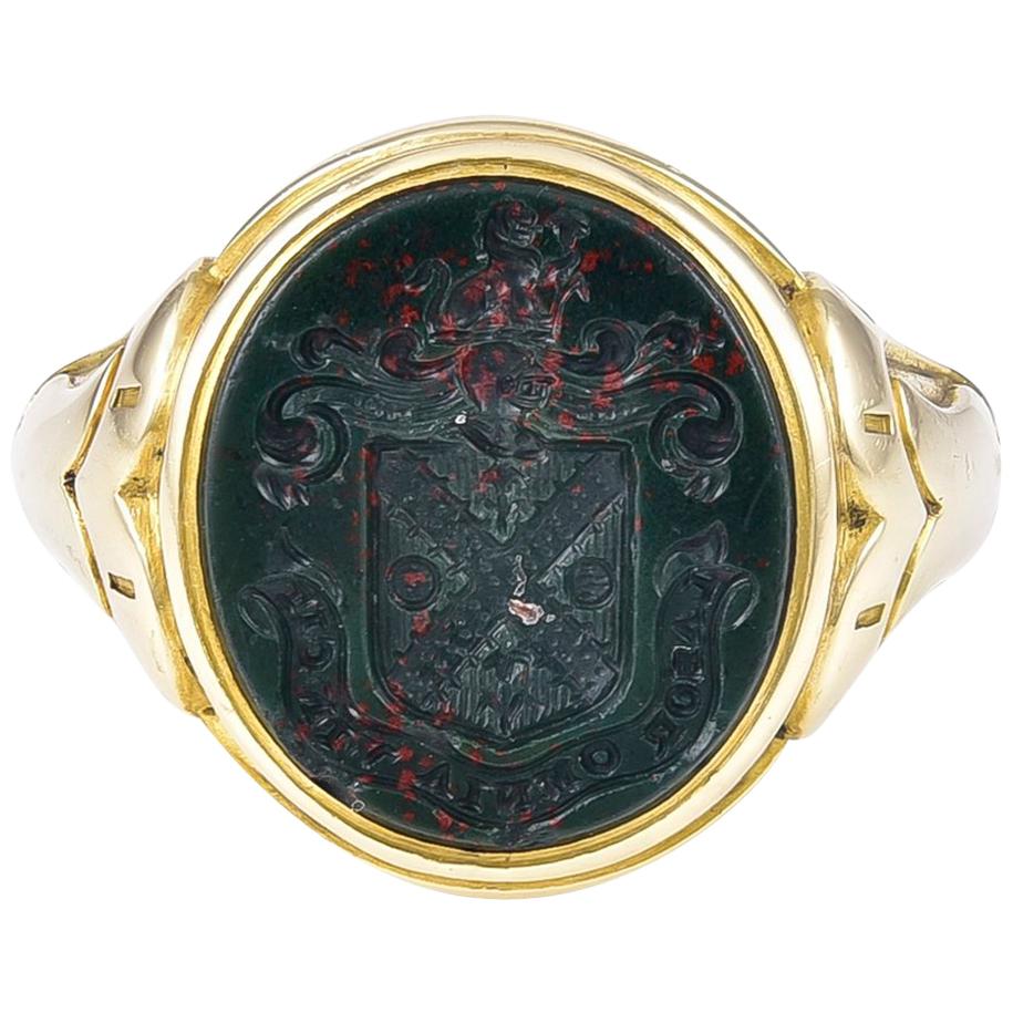 Victorian Bloodstone Intaglio and Gold Ring