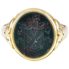 Victorian Bloodstone Intaglio and Gold Ring