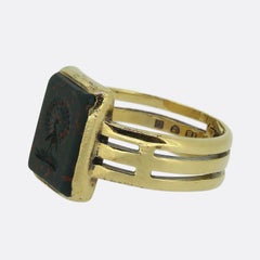Victorian Bloodstone Intaglio Signet Ring