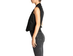 Victorian Blue & Black Silk Jacquard Double Breasted 1840S Herrenweste