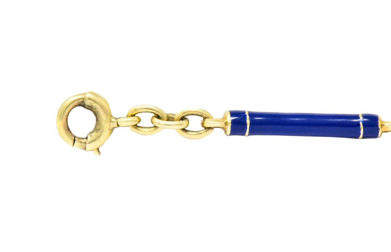 Victorian Blue Enamel 14 Karat Gold Link Bracelet In Excellent Condition In Philadelphia, PA