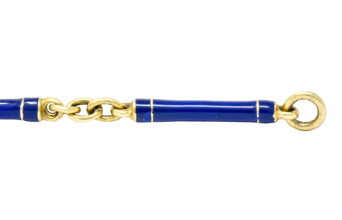 Victorian Blue Enamel 14 Karat Gold Link Bracelet 1