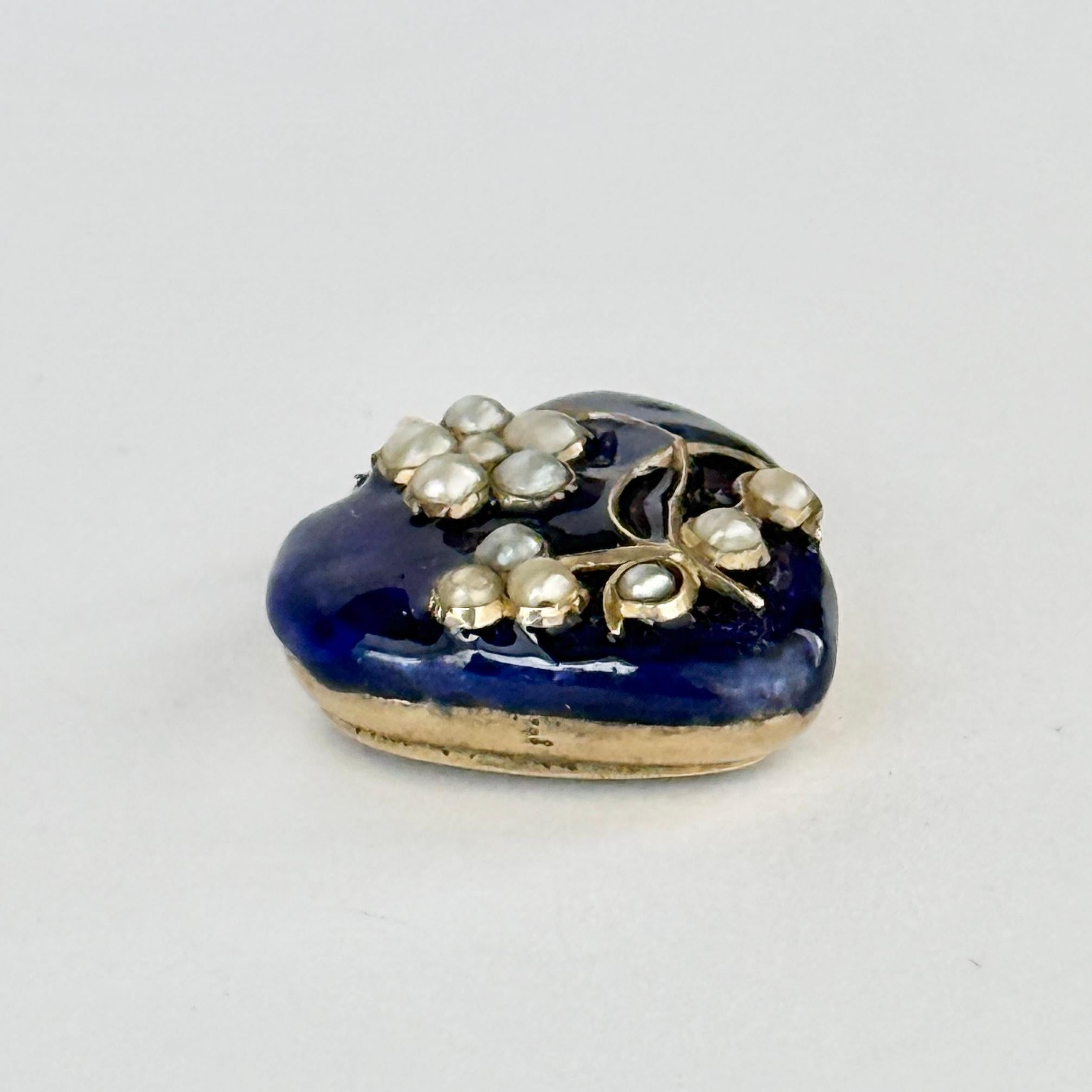Vittoriano Collana vittoriana con ciondolo a medaglione in oro 9 carati e smalto blu e perle in vendita