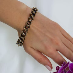 Victorian Blue Enamel, Diamond and Gold Expanding Bracelet, Circa 1850