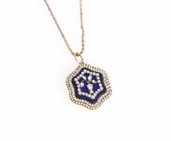 Victorian Blue Enamel Natural Pearls Rose-Cut Diamonds Gold Flower Pendant, 1900