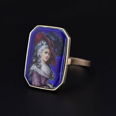 Victorian Blue Enamel Woman Conversion Ring of 14k Gold