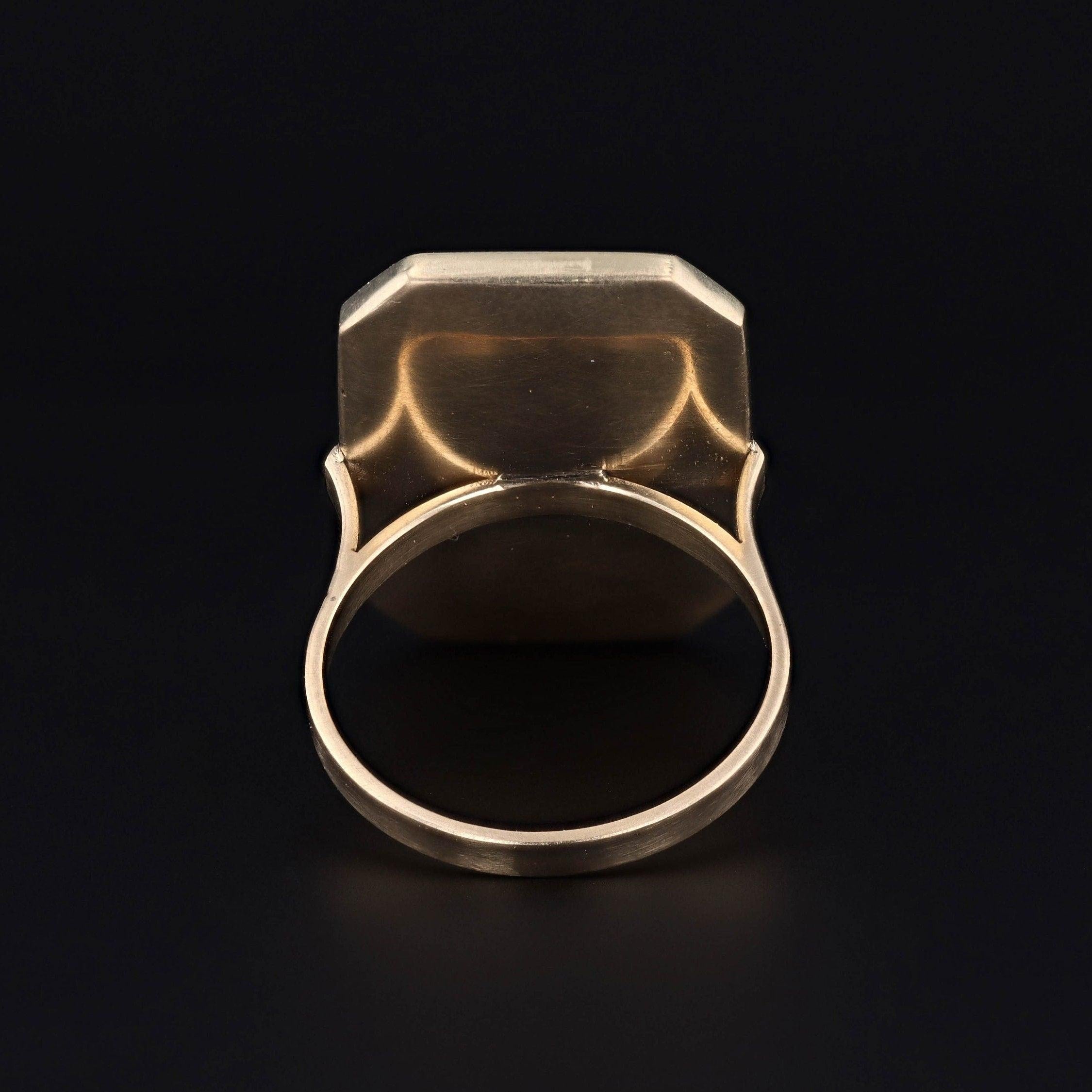 Vittoriano Anello di conversione vittoriano per donna con smalto blu in oro 14k in vendita