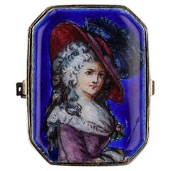 Anello di conversione vittoriano per donna con smalto blu in oro 14k