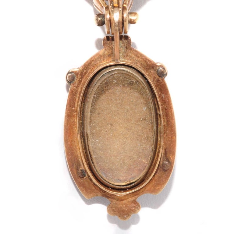 Victorian Blue Enamel Yellow Gold Locket Pendant For Sale at 1stDibs