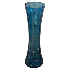 Vase à bourgeons en verre bleu victorien