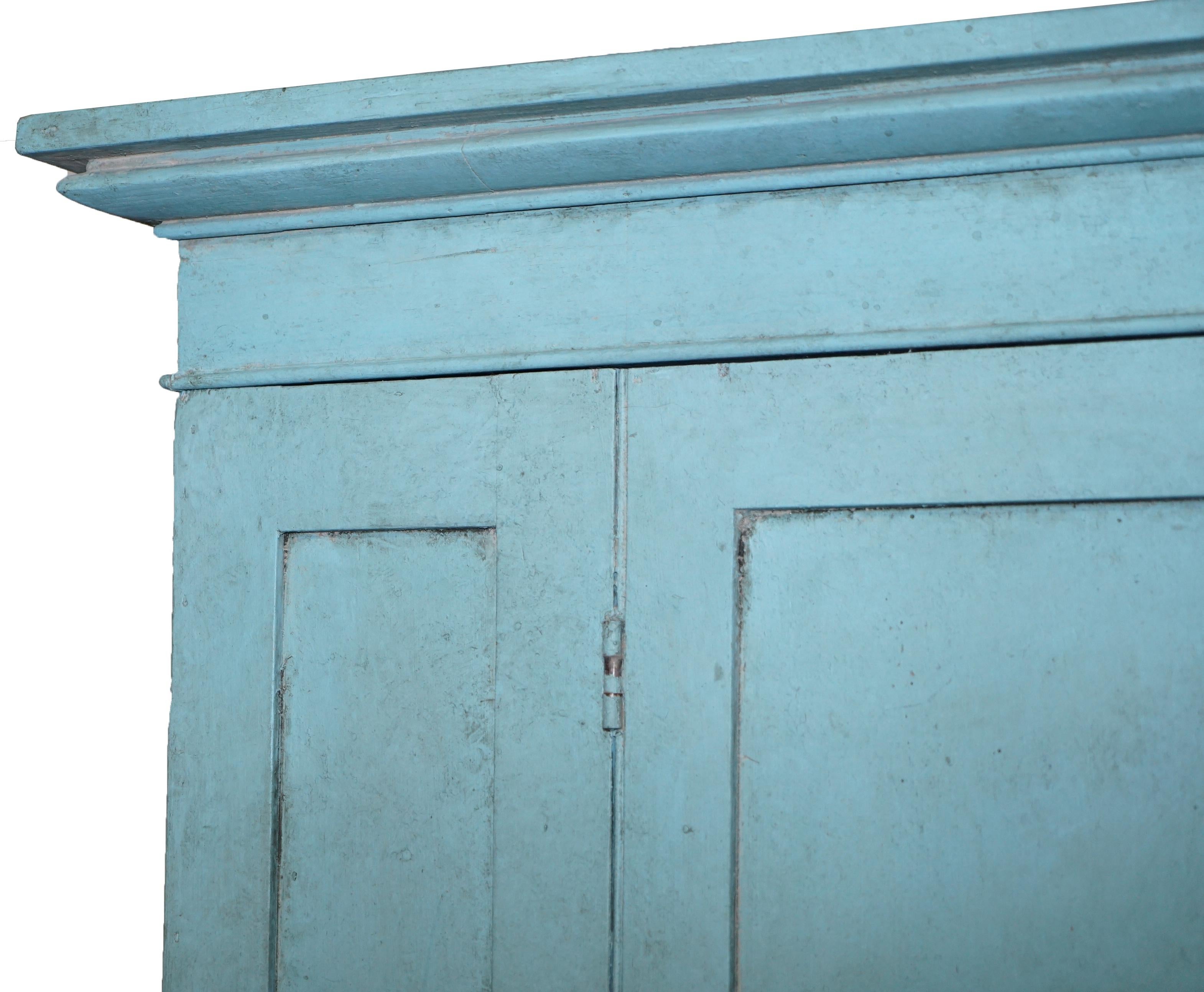 Victorian Blue Painted Pine circa 1860 Housekeepers Cupboard Chest of Drawers 7