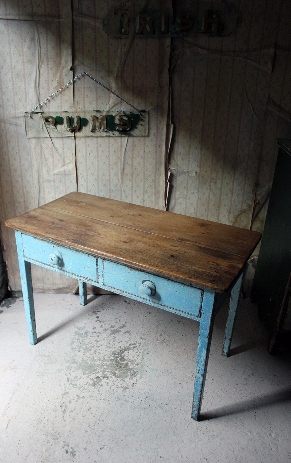 Victorian Blue Painted Pine Side Table, circa 1880 4