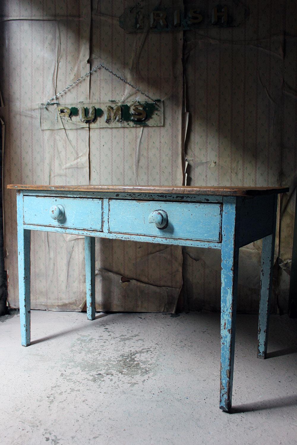 Victorian Blue Painted Pine Side Table, circa 1880 5