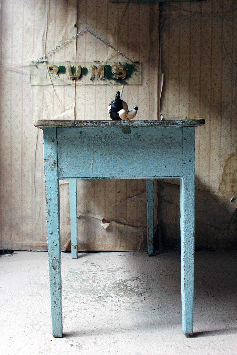 Victorian Blue Painted Pine Side Table, circa 1880 9