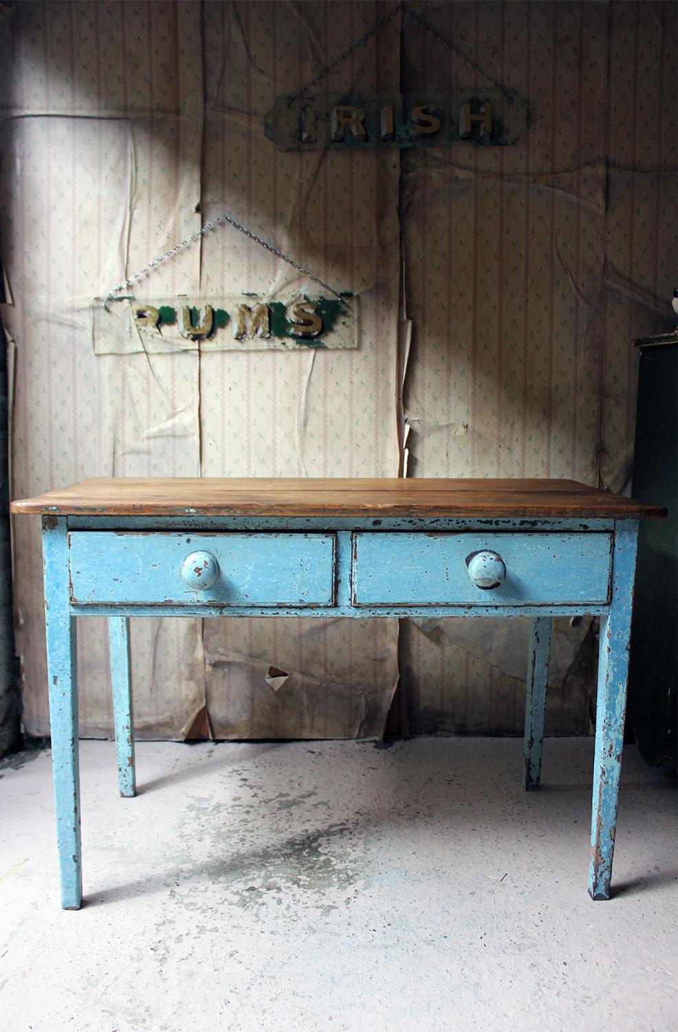 Victorian Blue Painted Pine Side Table, circa 1880 11
