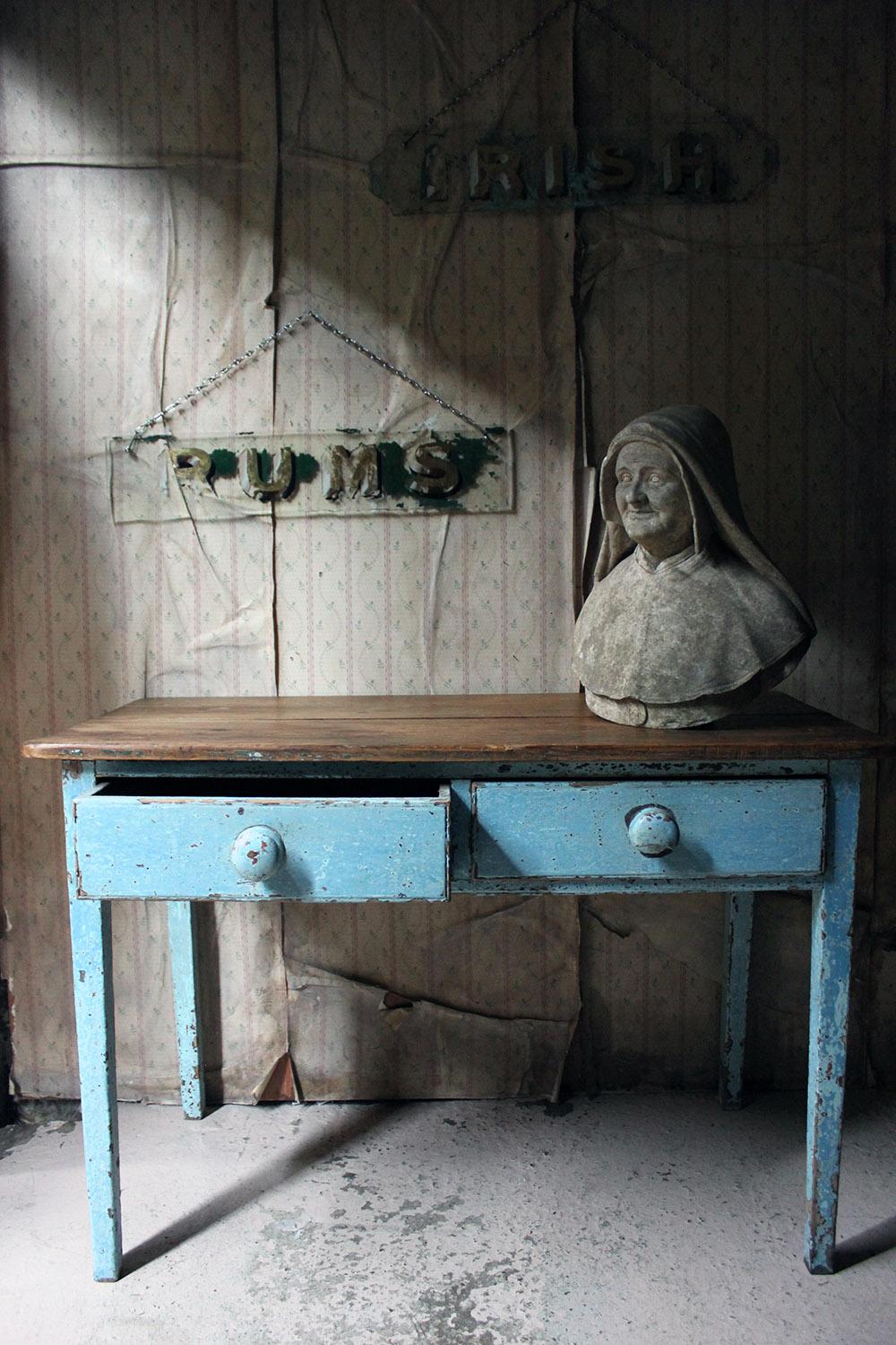 Victorian Blue Painted Pine Side Table, circa 1880 12
