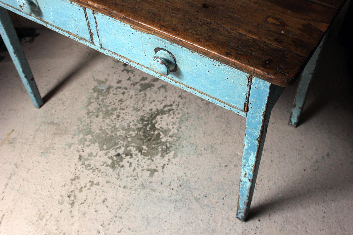 Victorian Blue Painted Pine Side Table, circa 1880 In Good Condition In Bedford, Bedfordshire