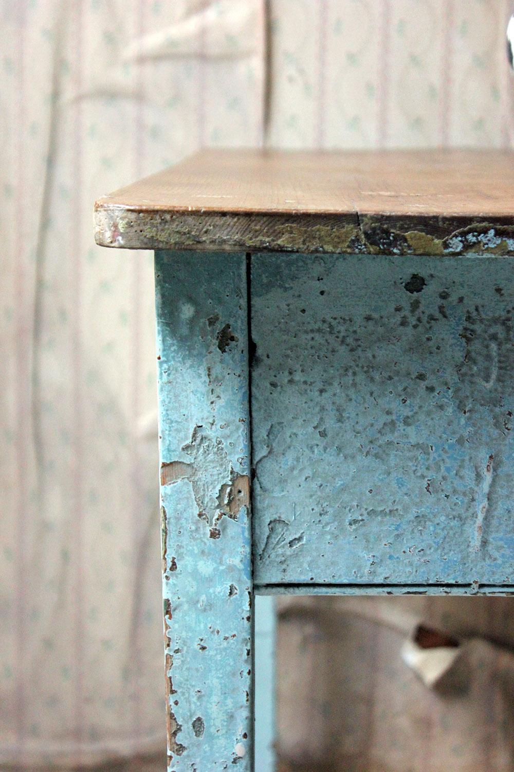 Late 19th Century Victorian Blue Painted Pine Side Table, circa 1880