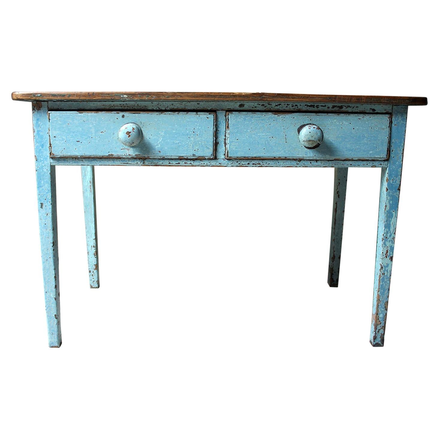 Victorian Blue Painted Pine Side Table, circa 1880