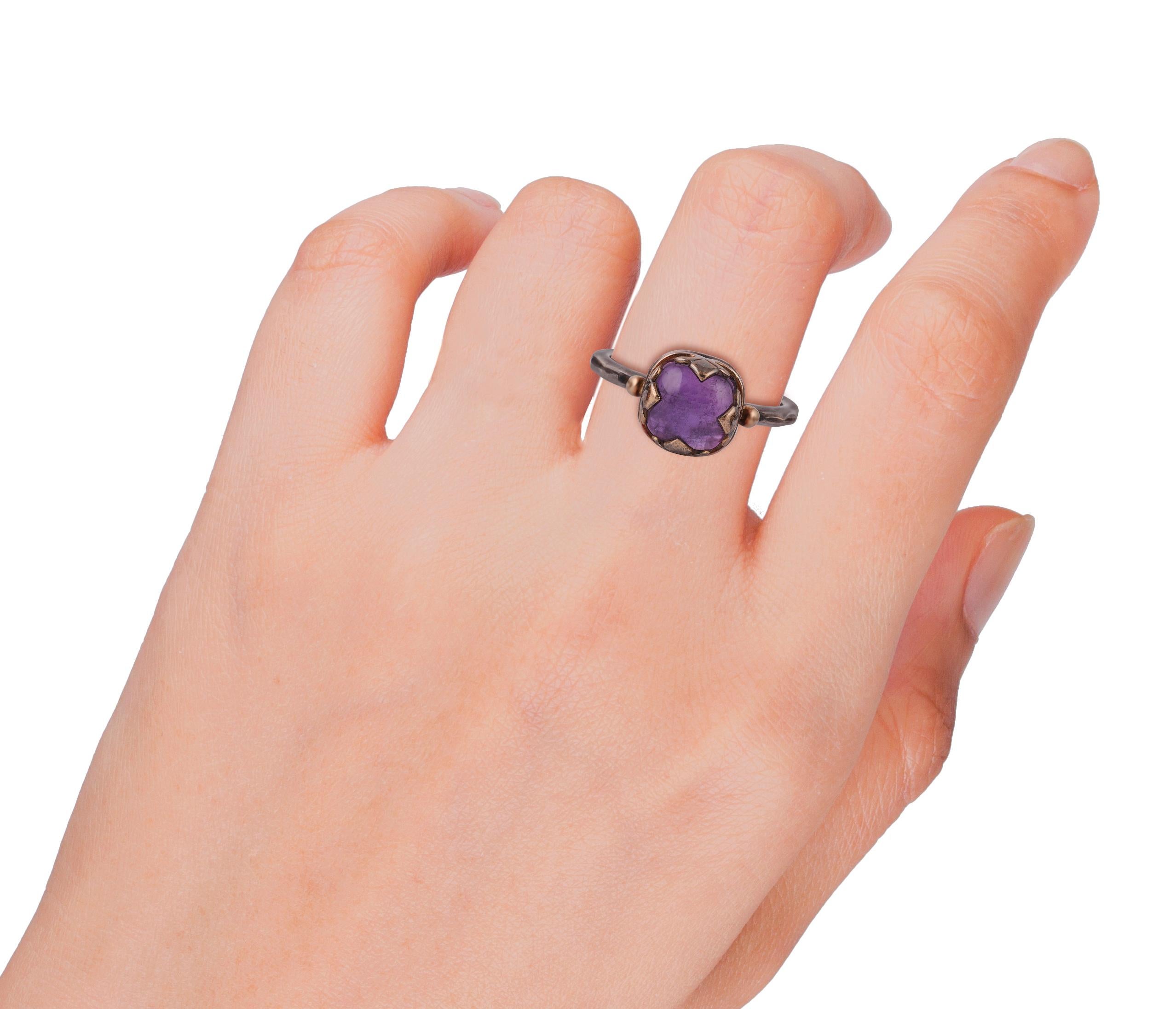 Victorian Blue Topaz, Citrine, Amethyst 3 Stone Ring For Sale 2