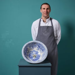 Victorian Blue & White Transfer Print Porcelain Bowl Sink