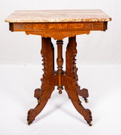 Victorian Blush Marble-Top Parlor Table