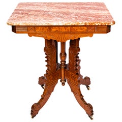 Victorian Blush Marble-Top Parlor Table
