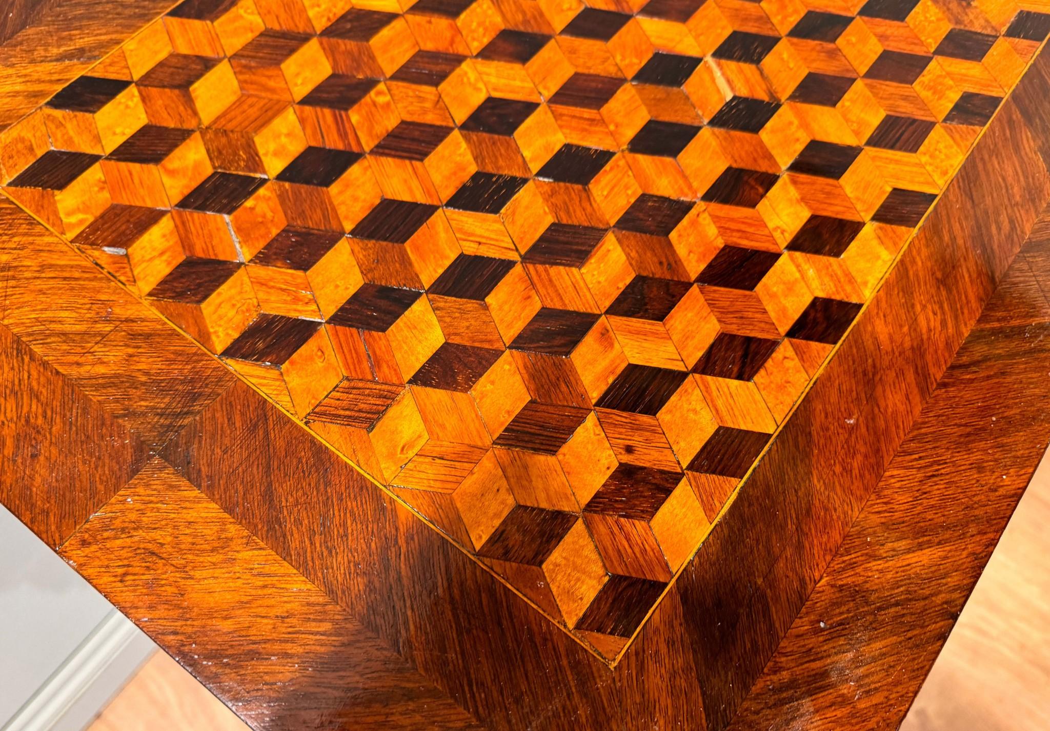 Victorian Bobbin Stretcher Table Parquetry Inlay 1890 In Good Condition For Sale In Potters Bar, GB